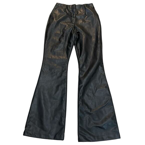 Abercrombie And Fitch Vegan Leather Flare Pants 27/4L Long Tall Curve Love Black - Picture 1 of 10